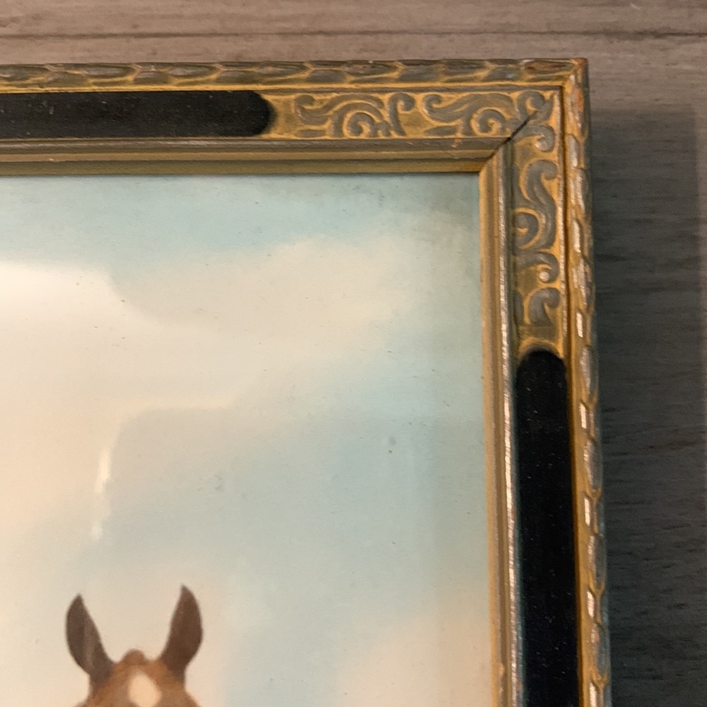 Antique Photo/Painting of 2 Draft Horses in Unique Frame - Picture 6 of 16